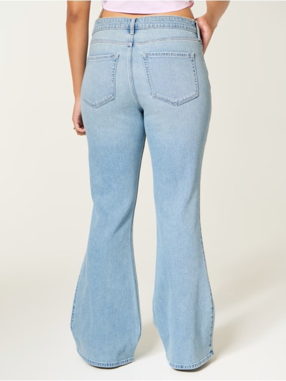 Hollister High-Rise Light Wash Flare Jeans - Light Blue View 2